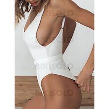 Charger l&#39;image dans la galerie, Couleur Unie À Bretelles Sexy Une Pièce Maillots De Bain