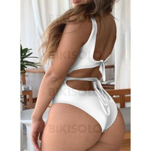 Charger l&#39;image dans la galerie, Couleur Unie À Bretelles Sexy Une Pièce Maillots De Bain