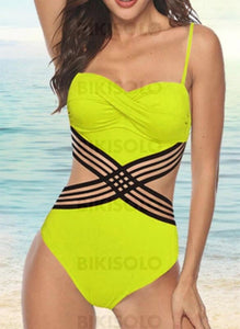 Couleur Unie À Bretelles Sexy Une Pièce Maillots De Bain