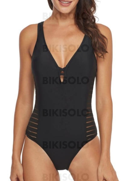Couleur Unie À Bretelles Sports Une Pièce Maillots De Bain