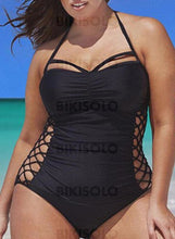 Charger l&#39;image dans la galerie, Couleur Unie Armature Dos Nu Sexy Grande Taille Une Pièce Maillots De Bain