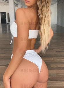 Couleur Unie Bandeau Sans Bretelle Classique Bikinis Maillots De Bain