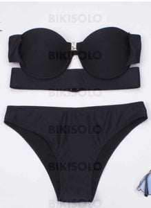 Couleur Unie Bandeau Sans Bretelle Sexy Bikini Maillots De Bain Bikinis