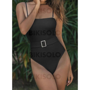 Couleur Unie Bandeau Sans Bretelle Sexy Élégante Une Pièce Maillots De Bain