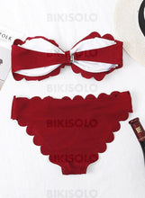 Charger l&#39;image dans la galerie, Couleur Unie Bandeau Sans Bretelle Sexy Mignon Bikinis Maillots De Bain