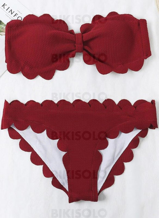 Couleur Unie Bandeau Sans Bretelle Sexy Mignon Bikinis Maillots De Bain