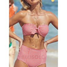 Charger l&#39;image dans la galerie, Couleur Unie Bandeau Taille Haute Sans Bretelle Sexy Bikinis Maillots De Bain