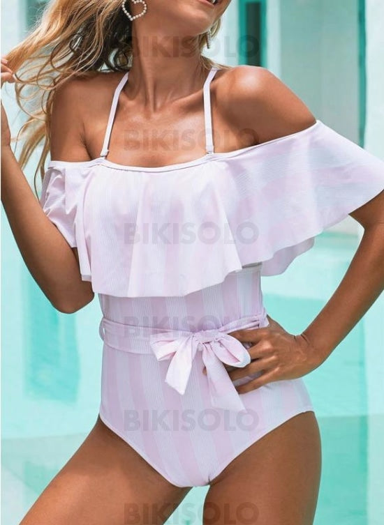 Couleur Unie Bowknot À Bretelles Sexy Accrocheur Une Pièce Maillots De Bain