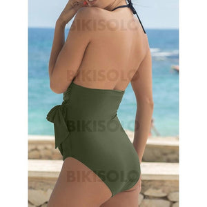 Couleur Unie Col Rond Haut Jolis Attrayant Une Pièce Maillots De Bain
