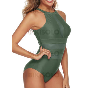 Couleur Unie Col Rond Haut Sexy Une Pièce Maillots De Bain