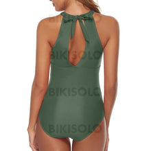 Charger l&#39;image dans la galerie, Couleur Unie Col Rond Haut Sexy Une Pièce Maillots De Bain
