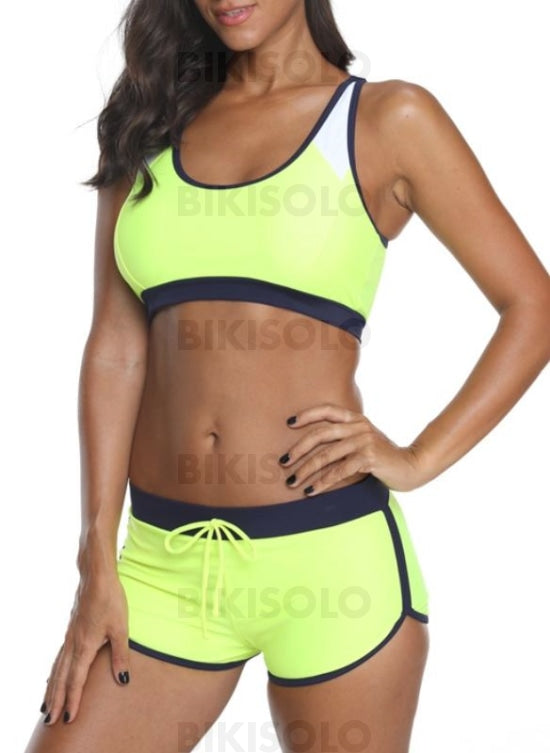 Couleur Unie Col Rond Sports Bikini Maillots De Bain Bikinis