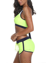 Charger l&#39;image dans la galerie, Couleur Unie Col Rond Sports Bikini Maillots De Bain Bikinis