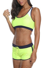 Charger l&#39;image dans la galerie, Couleur Unie Col Rond Sports Bikini Maillots De Bain Bikinis