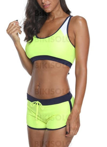 Couleur Unie Col Rond Sports Bikini Maillots De Bain Bikinis
