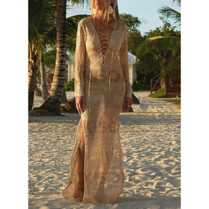 Couleur Unie Col V Bohème Tenues De Plage Maillots De Bain Beige / Taille Libre