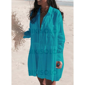 Couleur Unie Col V Bohème Tenues De Plage Maillots De Bain Bleu / Taille Libre
