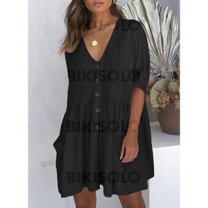 Couleur Unie Col V Élégante Classique Tenues De Plage Maillots De Bain Noir / Taille Libre