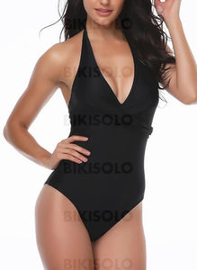 Couleur Unie Col V Sexy Grande Taille Une Pièce Maillots De Bain