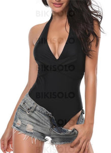 Couleur Unie Col V Sexy Grande Taille Une Pièce Maillots De Bain