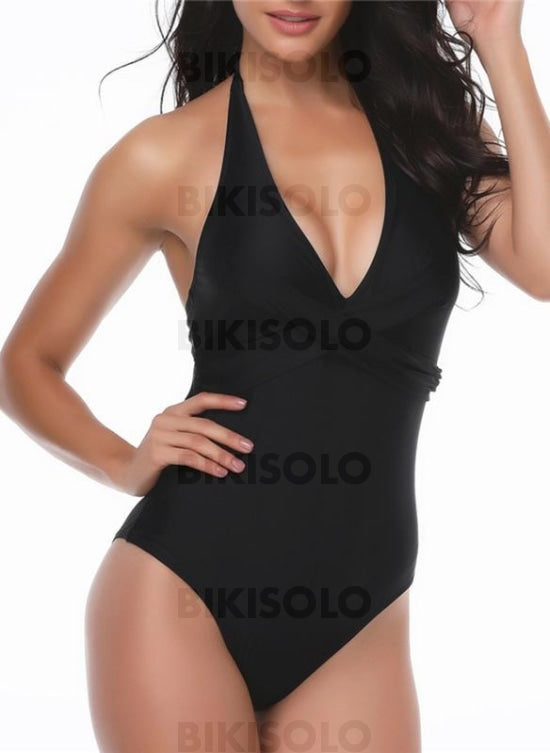 Couleur Unie Col V Sexy Grande Taille Une Pièce Maillots De Bain