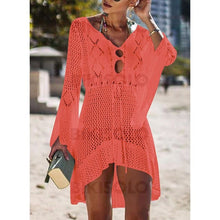 Charger l&#39;image dans la galerie, Couleur Unie Col V Sexy Tenues De Plage Maillots De Bain Rouge / Taille Libre