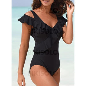 Couleur Unie Col V Sexy Une Pièce Maillots De Bain