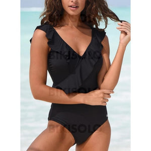 Couleur Unie Col V Sexy Une Pièce Maillots De Bain