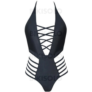 Couleur Unie Col V Sexy Une Pièce Maillots De Bain