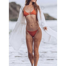 Charger l&#39;image dans la galerie, Couleur Unie Cordon De Serrage Col V Sexy Tenues Plage Maillots De Bain