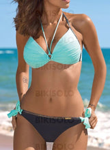Charger l&#39;image dans la galerie, Couleur Unie Cordon De Serrage Dos Nu Col V Sexy Bikinis Maillots De Bain