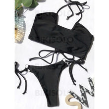 Charger l&#39;image dans la galerie, Couleur Unie Cordon De Serrage Dos Nu Sexy Jolis Classique Bikinis Maillots De Bain