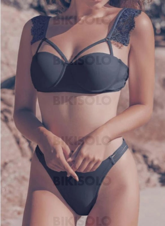 Couleur Unie Cordon De Serrage Jambe Haute À Bretelles Sexy Élégante Bikinis Maillots De Bain