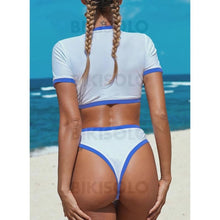 Charger l&#39;image dans la galerie, Couleur Unie Coupe Haute Col Rond Haut Sexy Sports Bikinis Maillots De Bain