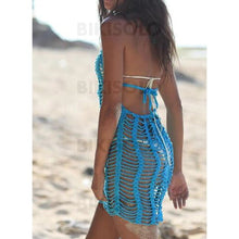 Charger l&#39;image dans la galerie, Couleur Unie Crochet Engrener Dos Nu Boho Tenues De Plage Maillots De Bain