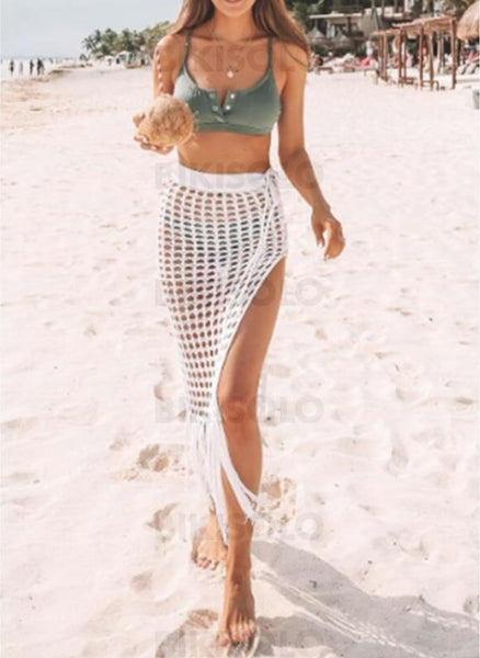 Couleur Unie Crochet Engrener Sans Bretelle Sexy Tenues De Plage Maillots De Bain