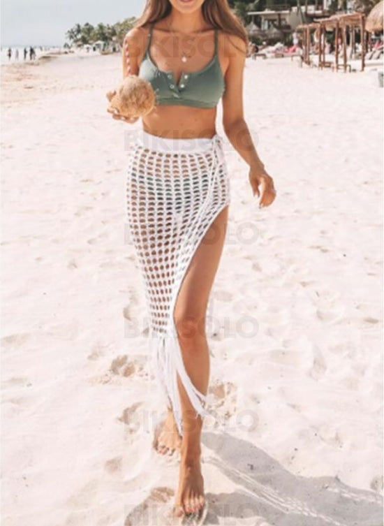 Couleur Unie Crochet Engrener Sans Bretelle Sexy Tenues De Plage Maillots De Bain