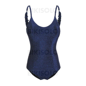 Couleur Unie Dos Nu À Bretelles Sexy La Mode Une Pièce Maillots De Bain Bleu / S