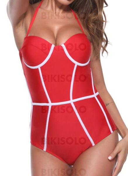 Couleur Unie Dos Nu Classique Une Pièce Maillots De Bain Rouge / S Piece