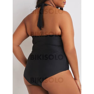 Couleur Unie Dos Nu Col U Élégante Attrayant Grande Taille Une Pièce Maillots De Bain