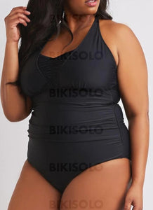 Couleur Unie Dos Nu Col U Élégante Attrayant Grande Taille Une Pièce Maillots De Bain