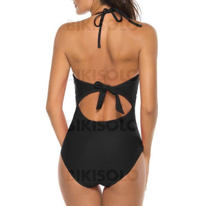 Couleur Unie Dos Nu Col V Sexy Une Pièce Maillots De Bain