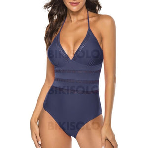 Couleur Unie Dos Nu Col V Sexy Une Pièce Maillots De Bain