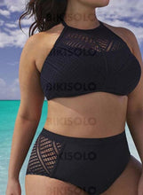 Charger l&#39;image dans la galerie, Couleur Unie Dos Nu Élégante Grande Taille Bikinis Maillots De Bain