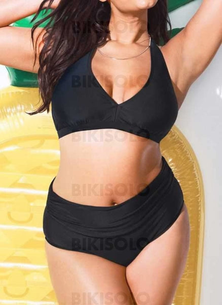 Couleur Unie Dos Nu Élégante Grande Taille Bikinis Maillots De Bain