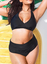 Charger l&#39;image dans la galerie, Couleur Unie Dos Nu Élégante Grande Taille Bikinis Maillots De Bain