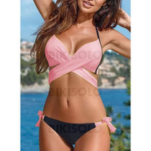 Charger l&#39;image dans la galerie, Couleur Unie Dos Nu Jolis Attrayant Bikinis Maillots De Bain Rosado / S