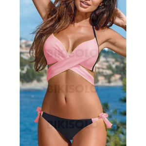 Couleur Unie Dos Nu Jolis Attrayant Bikinis Maillots De Bain Rosado / S