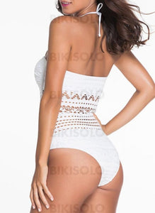 Couleur Unie Dos Nu Sexy Grande Taille Une Pièce Maillots De Bain