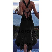 Charger l&#39;image dans la galerie, Couleur Unie Dos Nu Sexy Tenues De Plage Maillots De Bain Noir / S